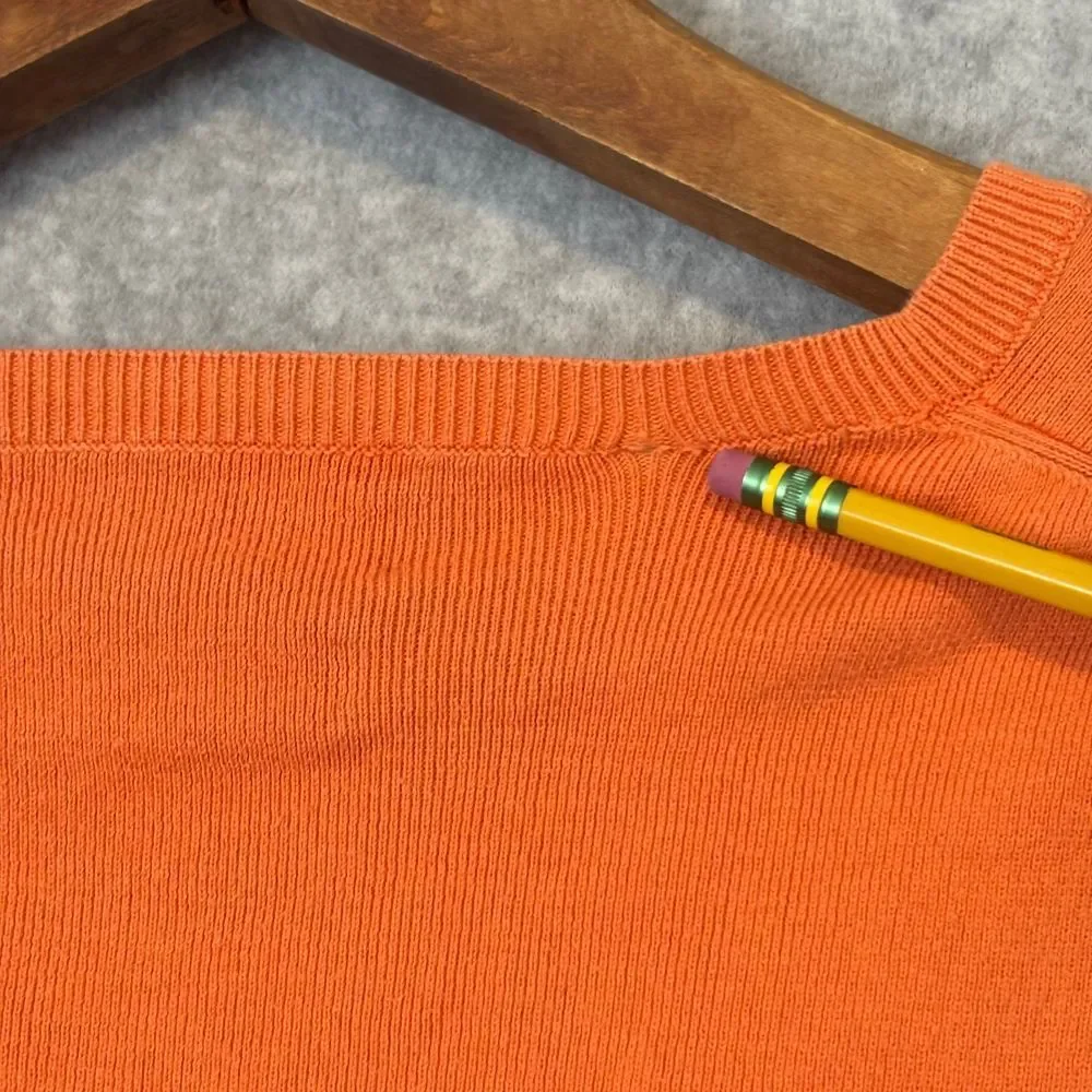 Vintage Polo Ralph‎ Lauren Men's Orange Pullover Sweater Large Cotton Y2K Preppy